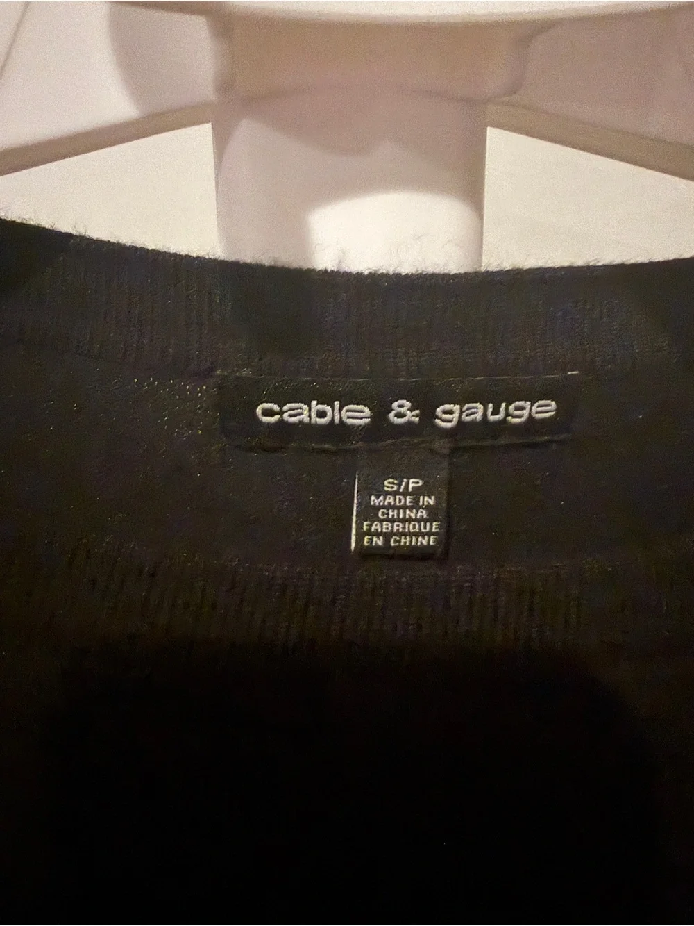 Cable & Gauge Black Long Sleeve Top with White Trimmed Pleated Cuffs